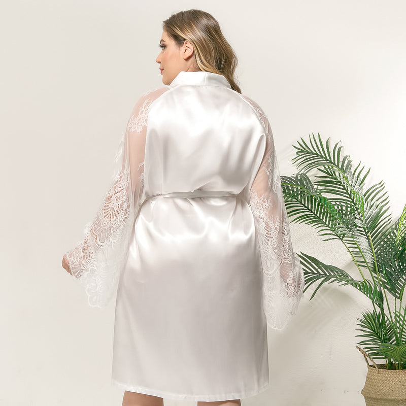 Esther - Floral Lace Long Sleeve Robe Plus size