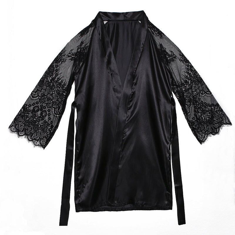 Floral Lace Long Sleeve Robe