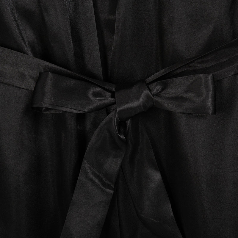 Women's Satin Charmeuse Robe with Lace Trim