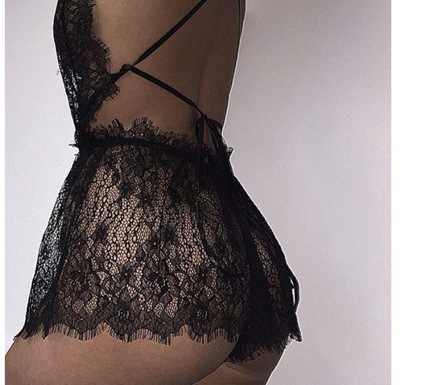 Eve- Black lace Jumpsuit Short