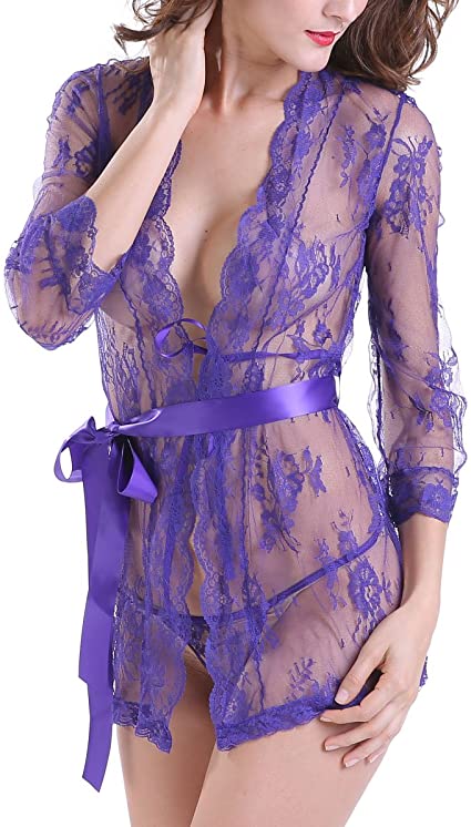 Eve-Women Sexy Baby Doll Lace Lingerie Robe