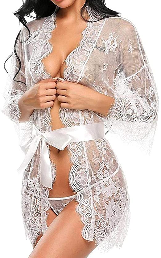 Eve-Women Sexy Baby Doll Lace Lingerie Robe