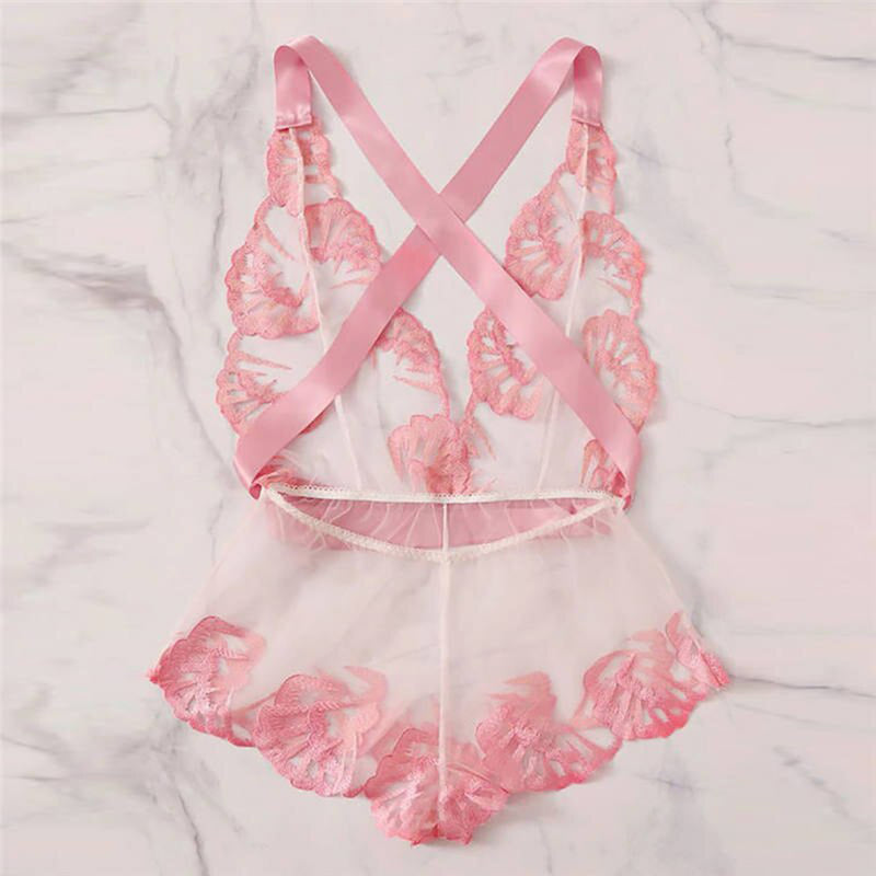 Butterfly Ribbon bow Print Satin Pink Bras Underwear Sleepwear