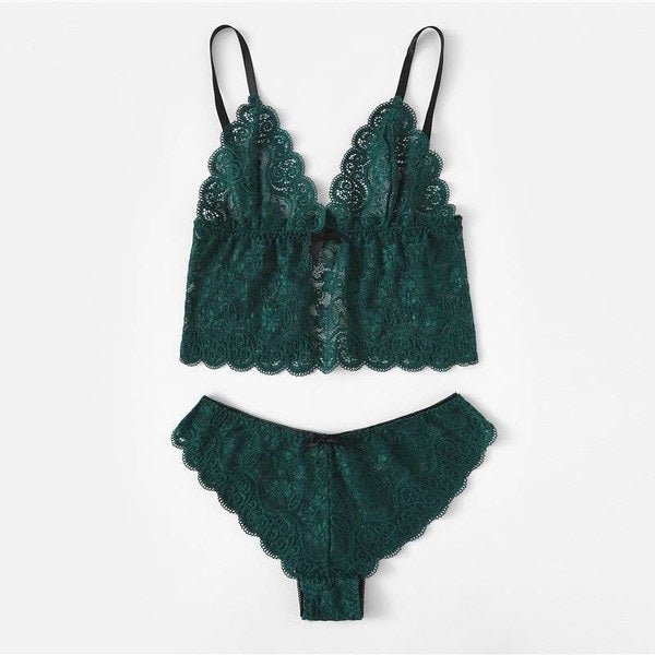 Rachelle-Sexy Satin Lingerie Lace Shorts Set Women Underwear